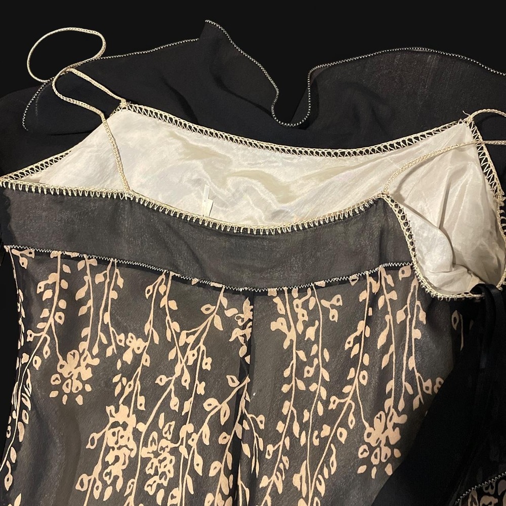 Max Studios Special Edition 100% Silk Black and cream floral print dress - Picture 6 of 6